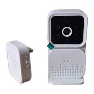 Mini Doorbell with Camera, Two Way Audio, WiFi Compatible, HD Image (White)